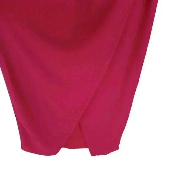 ASOS TFNC Raspberry Asymmetric Chiffon Bow Wrapped Midi Formal Cocktail Dress - Picture 7 of 11